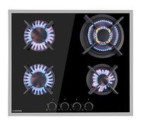 Klarstein Goldflame Domino 4 Prime - Piano cottura a gas a 4 fuochi, bruciatori in ottone, vetroceramica