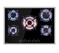 Klarstein Piano Cottura 5 Fuochi, Piano Cottura per Fornelli, Fornello a Gas Integrato 10400W, Vetro e Acciaio Inossidabile per Cucina a Gas, 5 Fuochi GPL