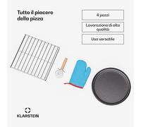 Klarstein PizzaForno - Set di accessori, 4 pezzi | Supporto e teglia per pizza | Guanto termico e taglierina