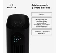 Klarstein Polar Tower Smart, Ventilatore, Raffreddatore Evaporativo, Telecomando, 5 Piastre Eutettiche, 7L, 85W