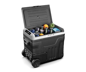 Klarstein PolarForce 50L - Frigo Elettrico Portatile con Compressore, Pannello LCD, da -20°C a 20°C, Ruote Fuoristrada, Impugnature Doppie, Protezione batteria, Nero, Freezer