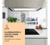 Klarstein Remy Brilliant Edition- Cappa a isola, 90 cm, 609 m³/h, classe energetica A, LED, vetro