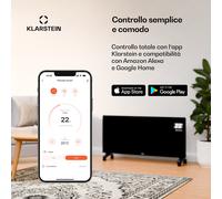 Klarstein Riscaldatore a infrarossi Wonderwall Smart Bornholm | 1200 W | Controllo smart | Montaggio a parete | Display LED