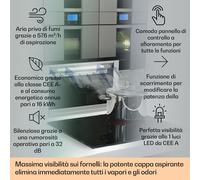 Klarstein Royal Flush 60cm 604,1m³/h Cappa a Scomparsa Nero/Argento