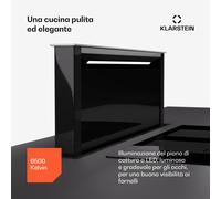 Klarstein Royal Flush Eco 75 - Cappa aspirante, 75 cm, 650 m³/ora, classe energetica A++, incl. filtri ai carboni attivi