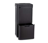 KLARSTEIN Royal Trash pattumiera a sensore, 72 L in 4 contenitori, indifferenziato e riciclabili: 43 & 2 x 12,5 L, secchio bio con coperchio: 4 L, apertura e chiusura automatiche, nero