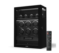 KLARSTEIN SecureTouch Scatola del Tempo per 10 Orologi - Motore Silenzioso, Pelle Vegana, 41 Impostazioni TPD, LED, Blocco Impronte Digitali & Cassetto Portagioie
