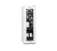 KLARSTEIN Shiraz 12 Slim Uno CANTINETTA VINO, 12 bottiglie, 3 ripiani, dimensoni: L 25,20 cm, A 79,20 cm, P 45 cm, temperatura massima 18 °C, temperatura minima 5 °C, Bianco, Trasparente