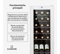 KLARSTEIN Cantinetta Vino Design, Cantinetta Vino Refrigerata a Zona Singola per Vino Rosso, Bianco e Birra, Controlli Touch, Frigo Vino Cantinetta per Esterno/Interno, 5-18°C, 50L, 18 Bottiglie