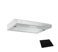 Klarstein SlimVent - Cappa Aspirante, 60cm, Cappa da Cucina Salva-Spazio, 200 m³/ora, Efficienza Energetica A+, Silenziosa: 52 dB, LED, Filtro a Carboni Attivi, Argento