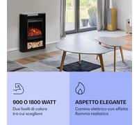 Klarstein Camino Elettrico, Camino da Parete con Mensola, Riscaldamento Elettrico con Fiamma LED, Caminetto Elettrico 1800W, Camino Finto con Telecomando, Timer, Controllo Temperatura, Termocamino