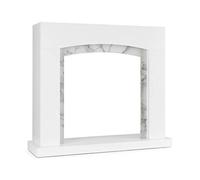 KLARSTEIN Studio Frame II - Alloggiamento per Camino, Decorativo, Design Moderno, MDF, Decorazione in Marmo, Adatto per Inserti Camini Elettrici, Fissaggio a Parete, Bianco