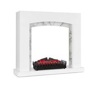 KLARSTEIN Studio Frame II - Set Decorativo con Alloggiamento + Inserto Camino Kamini, Design Classico, MDF, Fissaggio a Parete, 93,5 x 87,5 x 30 cm, Inserto: Effetto Fuoco Realistico, Bianco