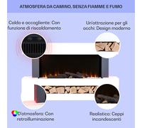 Klarstein Studio LightFire Smart 2000W 121cm Camino Elettrico con Cornice Bianco