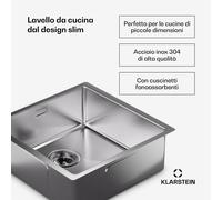 TitanSteel - Lavello da cucina da 45 x 45 cm (Lung.xLarg.) in acciaio inox con superficie antigraffio e resistente al calore