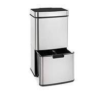 KLARSTEIN Touchless - Cestino dei Rifiuti con Sensore, 72 Litri in 4 Contenitori: 43 & 2 x 12,5 L, Secchio per l'Umido con Coperchio: 4 L, Apertura/Chiusura Automatica, Argento