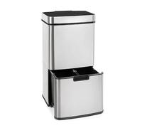 KLARSTEIN Touchless pattumiera a sensore, 72 litri in 4 contenitori: 43 & 2 x 12,5 litri, secchio bio con coperchio: 4 apertura e chiusura automatiche senza contatto, argento