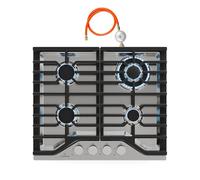 Klarstein Turbocast piano cottura a gas | Acciaio inox 304 | 4 fuochi | portapentole professionale in ghisa | Bruciatore wok