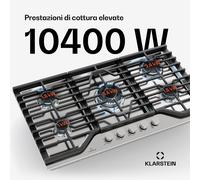 Turbocast piano cottura a gas | Acciaio inox 304 | 5 bruciatori | Portapentole professionale in ghisa | Bruciatore wok