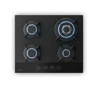 Klarstein Velaire Piano Cottura Gas 60cm - 4 Fuochi, 8000W, Vetro, GPL & Metano, Accensione Elettrica, Sicurezza Fiamma, Kit Conversione & Regolatore, Fornello Cucina, Nero