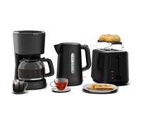 Klarstein Velaire Set Colazione Tostapane, Bollitore, Macchina Caffè Nero