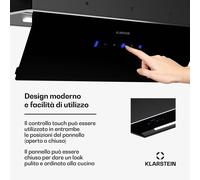 Klarstein Ventimate - Cappa aspirante | Controllo touch | Ricircolo/Scarico | Classe energetica A+ | 3 livelli | LED | Silenziosa