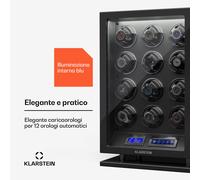 Klarstein Verdon 12 - Caricatore per 12 orologi, 3 modalità, 5 velocità, LED, telecomando