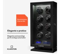 Klarstein Verdon 8 - Caricatore per 8 orologi, 3 modalità, 5 velocità, LED, telecomando