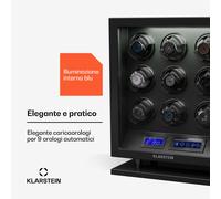 Verdon 9 - Caricatore per 9 orologi, 3 modalità, 5 velocità, LED, telecomando