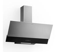 Klarstein Verosteel Cappa Cucina 90cm - Cappa Inclinata, Touch, 624 m³/h, A++, LED, Filtro Carbone & Alluminio, Silenziosa, Acciaio Inox & Vetro Nero, 3+Boost Velocità