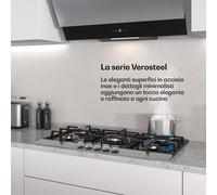 Verosteel - Piano cottura a gas | 5 fuochi | Accensione elettrica | Compatibile con metano e GPL | 10400 W | 90 cm