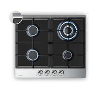 Klarstein Verosteel Piano Cottura Gas 60cm - 4 Fuochi, 8000W, Vetro & Acciaio Inox, GPL/Naturale, Accensione Elettrica, Sicurezza Fiamma, Fornello a Gas, Kit Regolatore Incluso, Acciaio inossidabile