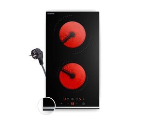 Klarstein Verosteel Piano Cottura Vetroceramica 2 Fuochi - 30 cm, 3000 W, Touch Control, Timer, Blocco Bambini, Superficie Facile da Pulire, Design Slim per Cucine Compatte