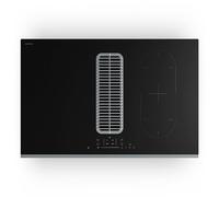 Klarstein Verosteel Piano Induzione con Cappa Integrata - 80cm, 4 Zone, 7400W, Touch Slider, Timer, Blocco Bambini, Vetro Nero, Cappa 590 m³/h, Piano Cottura Cappa Integrata