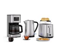 Klarstein Verosteel Set Colazione Tostapane, Bollitore, Macchina Caffè Inox
