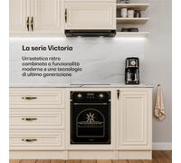 Klarstein Victoria Cappa Aspirante Telescopica, 60cm, 358 m³/h, Classe A++, LED, Filtro Carbone, Cappa Incasso Cucina Retrò, 61 dB, 38W, Frontale Estensibile, Alluminio Lavabile, Nero