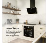 Klarstein Victoria - Cappa da Cucina Angolare, 60cm, Design Nero & Oro, 400m³/ora, Efficienza Energetica A++, Controllo Touch, Display LED, Silenziosa: 52dB, Filtri al Carbone, Cappa con LED