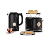 Klarstein Victoria Set Colazione 800W Tostapane, 1,7L Bollitore Elettrico Nero