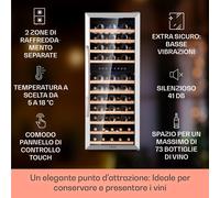 Vinamour 73 Duo - Frigorifero per vini, 2 zone, 192 L/73 bottiglie, 5-18 °C, touch