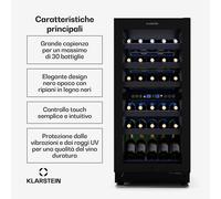 Vinovilla 30 Duo - Frigorifero per vini | 2 zone di raffreddamento | 30 bottiglie | Ripiani in legno | 5-18 °C