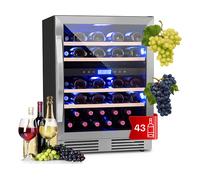 KLARSTEIN Vinovilla Duo 43 CANTINETTA VINO, 43 bottiglie, 4 ripiani, dimensoni: L 60 cm, A 82 cm, P 58 cm, temperatura minima 5 °C, Argento, Nero