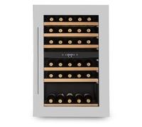 KLARSTEIN Vinsider 35D - frigorifero per vini e bevande, 128 litri, 41 bottiglie, 6 ripiani in legno, frigorifero da incasso, porta in acciaio inox, illuminazione interna LED, nero-argento