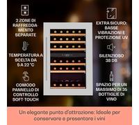 Vinsider 35D Cantinetta Frigo a Incasso 128 Litri 41 Bottiglie di Vino 2 Zone