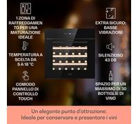 Klarstein Vinsider 55,5cm 30 Bottiglie Cantinetta Vino da Incasso Nero