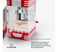 Klarstein Volcano - Macchina per popcorn, 300 watt, pentola in acciaio inox, 60 g/4 min., design rétro