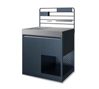 Klarstein WaldChef Mobile con lavello - Mobile per cucine esterne con lavello e piano di lavoro in acciaio inox, acciaio verniciato a polvere, ripiano & cestino estraibile per rifiuti