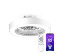 KLARSTEIN ZenBreeze Ventilatore da Soffitto con Luce e Telecomando - LED Dimmerabile, 6 Velocità, Silenzioso, Smart App & Voice Control, 48cm, per Soggiorno o Camera, White