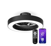 KLARSTEIN ZenBreeze Ventilatore da Soffitto con Luce e Telecomando - LED Dimmerabile, 6 Velocità, Silenzioso, Smart App & Voice Control, 48cm, per Soggiorno o Camera, Black