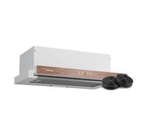 Klarstein ZenFusion - Cappa Aspirante da Incasso, 60cm, Cappa da Cucina con Comando a Sfioramento, 400 m³/ora, Efficienza Energetica A, LED, Filtro Antigrasso & a Carboni, Design Finto Legno