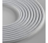 Klartext - Cavo tessile tondo LUMIÈRE per illuminazione, 3x0,75mm, Bianco opaco, 5mt.|Attenzione: cavo terra incluso! Massima sicurezza anti scossa!